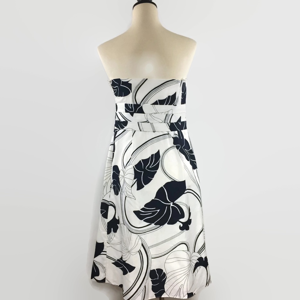 Ann Taylor Blue/White Tropical Print Silk Dress - Picture 4 of 8